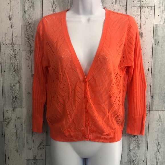 Worthington Summer Orange Lightweight Cardigan Medium - Picture 1 of 8
